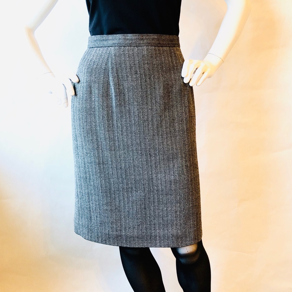 JONES NY Wool Herringbone Tweed Pencil Skirt (EUC)